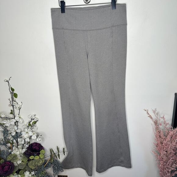 ATHLETA Delancey Herringbone Flare Pants Bluff Grey Tan Taupe Sz L {VV38} - Picture 2 of 4